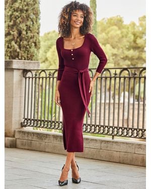 Sosandar Belted Dress - Red
