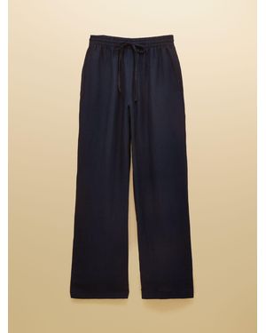 Joules Relaxed Wide Leg Pants With Linen - Blue