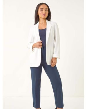 Roman Petite Cuban Collar Stretch Blazer - Blue