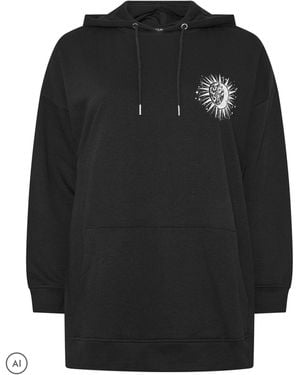 Yours Curve 'Cosmic Balance' Celestial Hoodie - Black