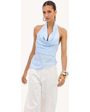 Loavies Mystic Meadow Light Halter Top With A Bow - Blue