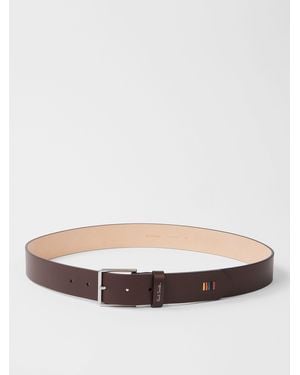 Paul Smith Stripe Stitch Detail Belt - White