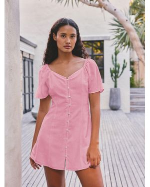 Next Flutter Sleeve Mini Dress - Pink