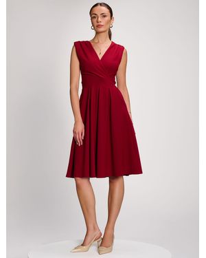 Jolie Moi Plain Sleeveless Midi Dress - Red