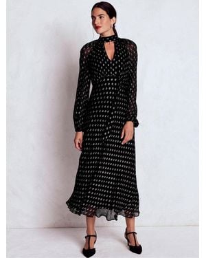 Boden Tie Neck Midi Dress - Black