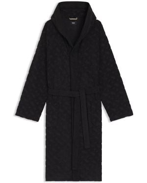 BOSS Classic Logo Hooded Robe - Black