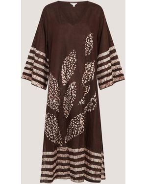 Monsoon Aurora Printed Midi Beach Dress - Brown