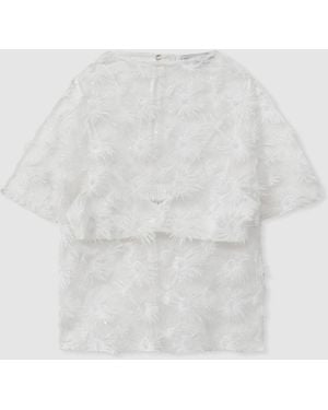 Anna Quan Sheer Applique Top - White