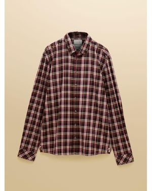 Joules Burgundy Long Sleeve Brushed Flannel Shirt - Brown