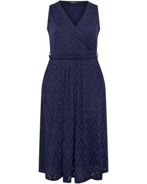 Evans Broidery Wrap Dress - Blue