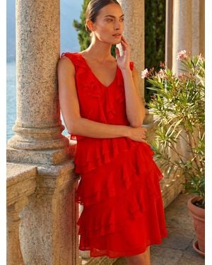 Roman Petite Plain Ruffle Tiered Shift Dress