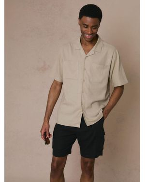 Threadbare Relaxed Fit Linen Blend Short Sleeve Shirt - Natural