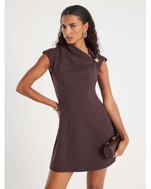 River Island Sleeveless Asymmetric Button Detail Mini Dress - Purple