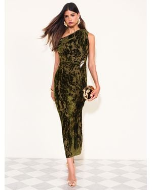 Friends Like These Manipulated Hardware Velvet Dress - Green