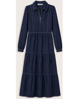 Baukjen Cody Quarter Zip Denim Midi Dress - Blue