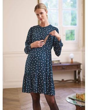 Seraphine Maternity Tiered Mini Dress - Blue