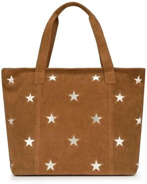 Jones Bootmaker Tan Suede Dayna Star Leather Bag - Brown
