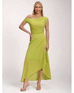 Jolie Moi Textured Asymmetric One Shoulder Maxi Dress - Green