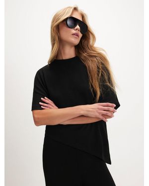 River Island Cut And Sew Asymmetric T-Shirt - Black