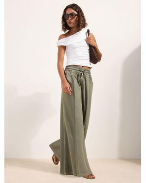 Friends Like These Shirred Tie Waist Wide Leg Pants - Natural