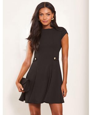 Lipsy Button Side Mini Skater Dress - Black