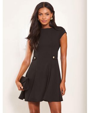 Lipsy Button Side Mini Skater Dress - Black