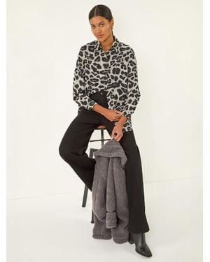 Roman Animal Print Buttoned Shirt - White