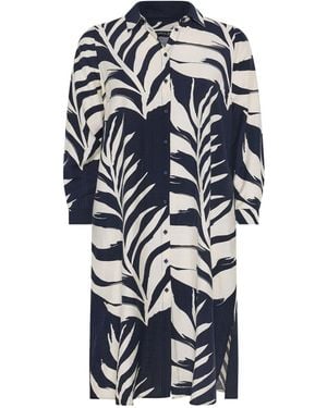 Evans Hemdkleid Mit Blattmuster - Weiß