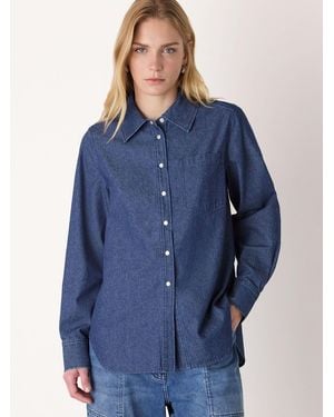 Whistles Pocket Detail Cotton Shirt - Blue