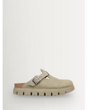 Birkenstock Taupe Boston Chunky Suede Clogs - Natural