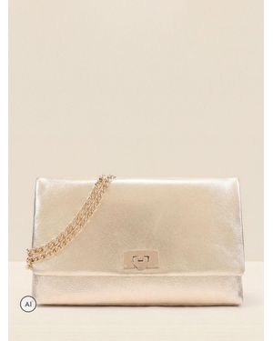 Sosandar Leather Large Clutch Bag - Natural