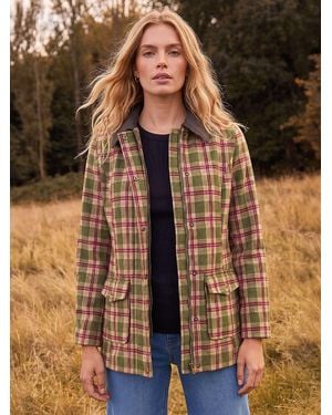 Roman Petite Check Coat - Brown