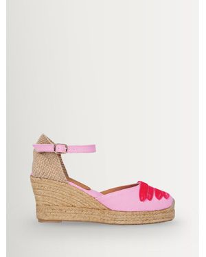 Penelope Chilvers Mary Jane Dali Espadrille Wedge Shoes - Pink