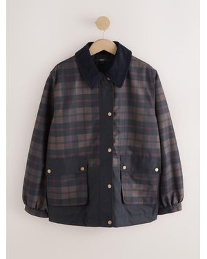 Next Check Cord Collar Heritage Trench Coat - Black