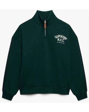 Superdry Country Club Appliqué Half Zip Sweater - Green