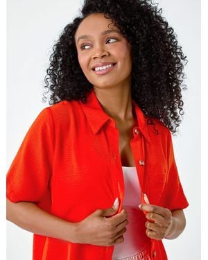 Roman Petite Button Up Pocket Shirt - Red