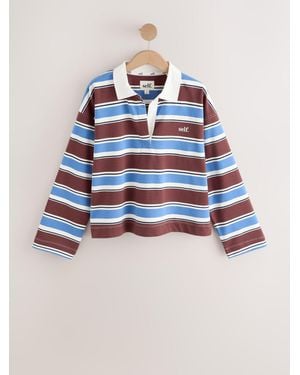 Self Striped Rugby Style Shirt - Blue