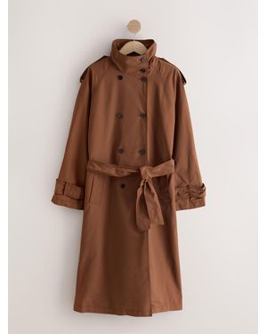 Next Tan Shower Resistant Trench Coat - Brown