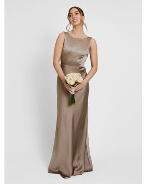 Six Stories Cowl Back Satin Bridesmaid Dress - Natural