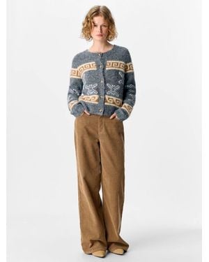 Object Stripe Long Sleeve Cardigan - Blue