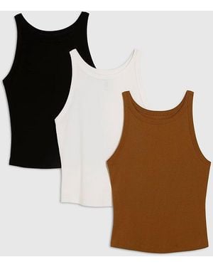River Island Mocha Sleeveless Ribbed Vests 3 Pack - White