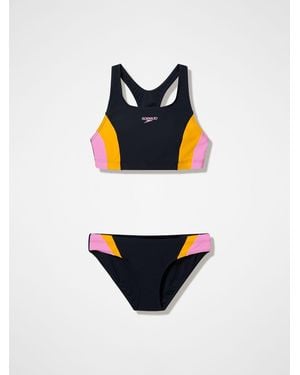 Speedo Colourblock Splice Bikini Set - White