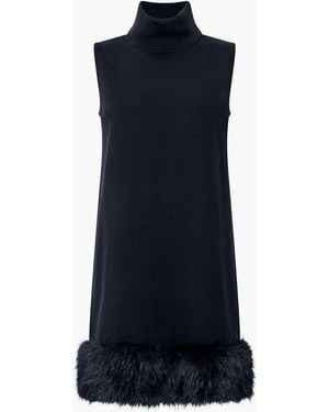 French Connection Moana Faux Fur Trim Knit Dress - Blue