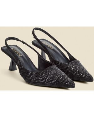 Sosandar Faux Suede Kitten Heel Slingback Court Shoes - Natural