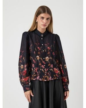 Y.A.S Y. A.S Y. A.S Floral Pattern Long Sleeve Shirt - Black