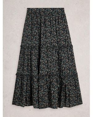 White Stuff Remi Metallic Midi Skirt - Black