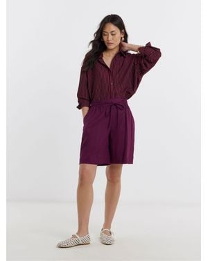 JD Williams Linen Mix Tie Waist Shorts - Purple