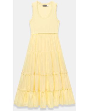 Mint Velvet Crochet Trim Tiered Midi Dress - Yellow