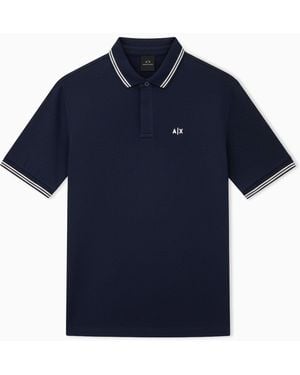 ARMANI EXCHANGE Regular Fit Logo Polo Shirt - Blue