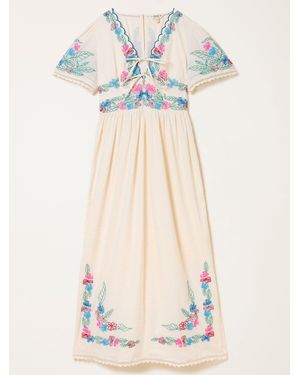 FatFace Fatface Lea Embroidered Midi Dress - Blue